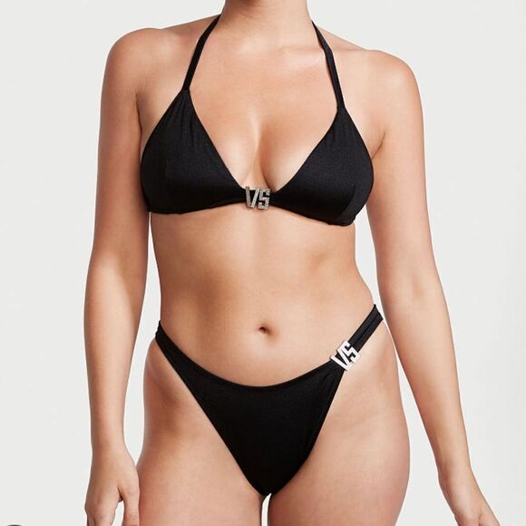 Victorias Secret Swim VS Shine V-Hardware Bikini Top & VS Shine bottoms Set L - Picture 1 of 4